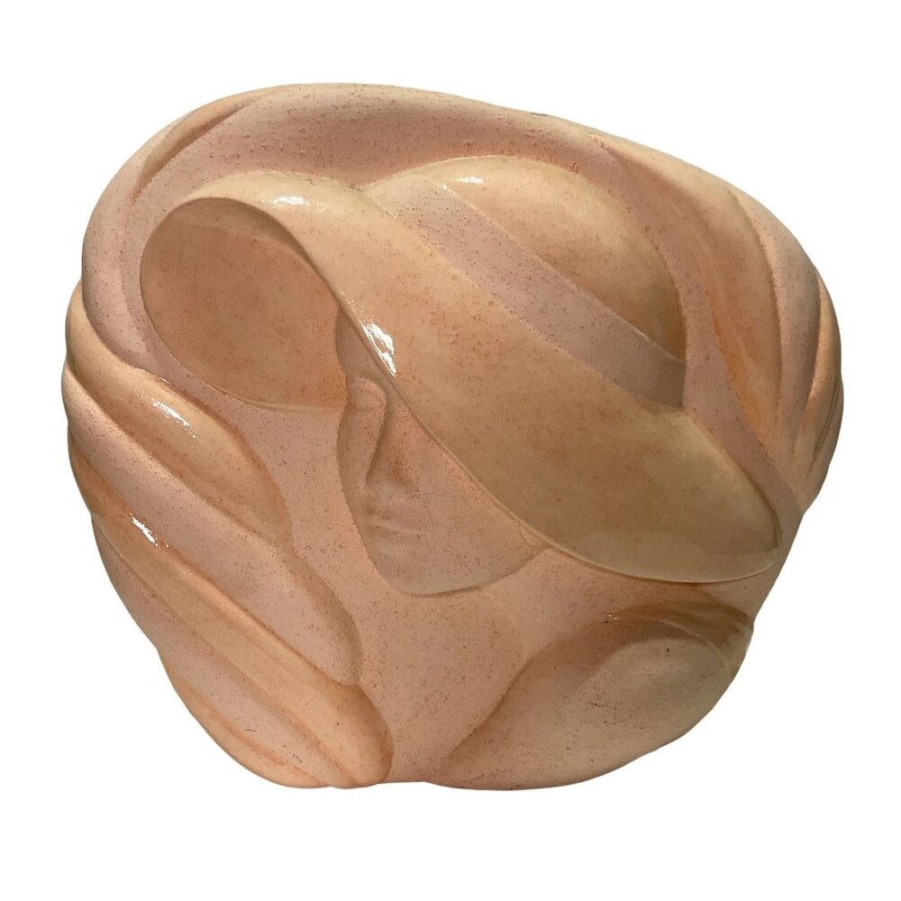 Vtg Arby's Art Deco Peach Vase Ladies Bust Ceramic Satin & Glossy Finish Signed